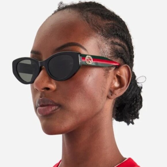 Gucci Women Sunglasses Black Red Grey Cat Eye GG1862S 001 NEW AUTHENTIC - Picture 10 of 10